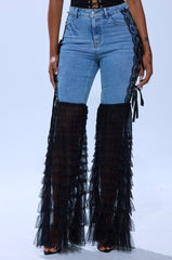 CAN'T DECIDE TULLE AND LACE DENIM JEANS