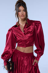 CANDICE OPEN BACK SATIN BUTTON DOWN SHIRT