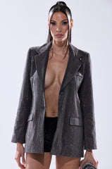 ALL EYES ON ME EMBELLISHED DENIM BLAZER