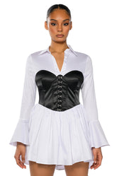 BACK TO BUSINESS CORSET MINI DRESS