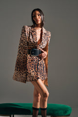 AMINAH LEOPARD PRINT BLAZER DRESS
