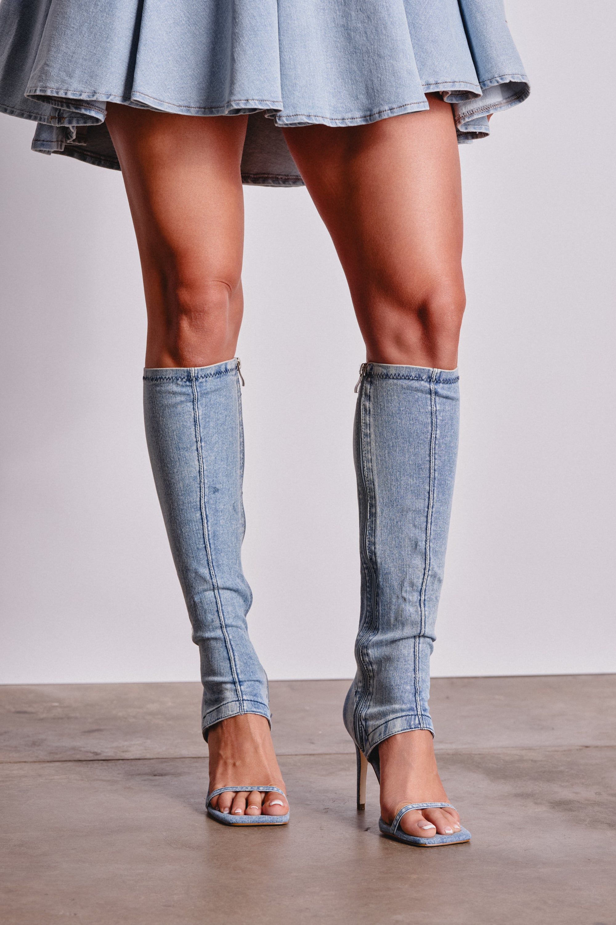 AZALEA WANG ALISHAS DENIM GLADIATOR STILETTO SANDAL