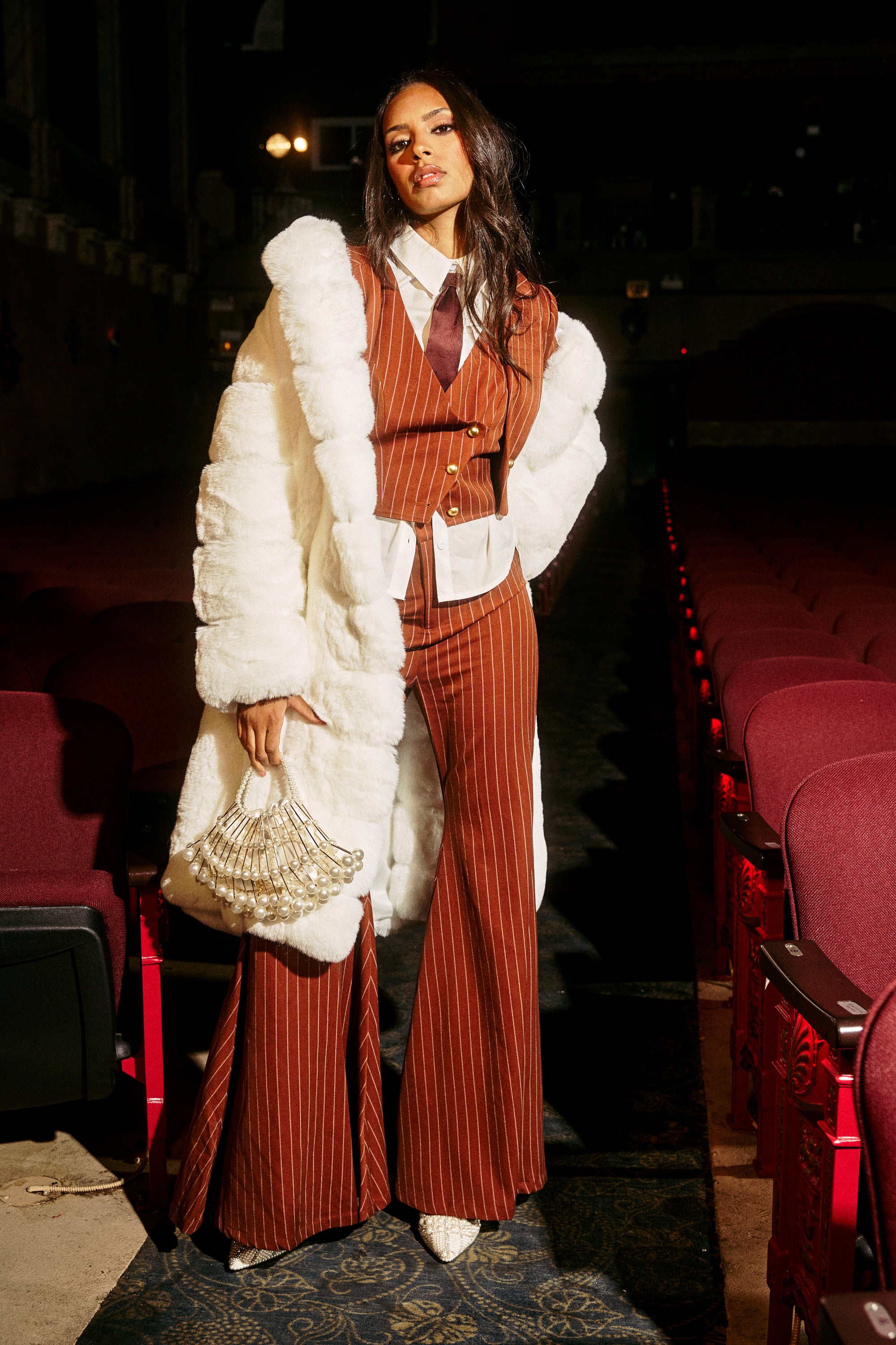BERLIN HOODED FAUX FUR IN WHITE
