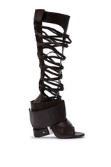 AZALEA WANG BLACKBIRD BROWN PU STILETTO GLADIATOR SANDAL