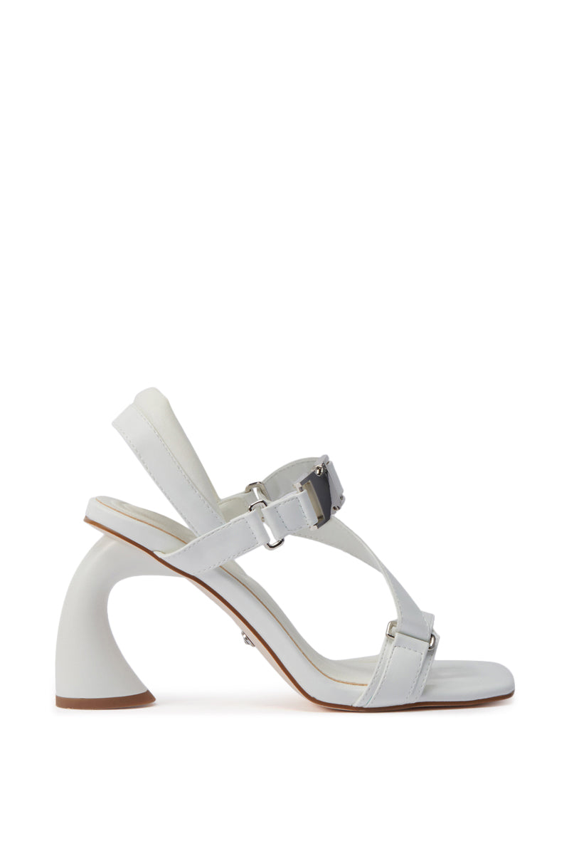 AZALEA WANG CAPRIZE WHITE INDUSTRIAL BUCKLE SANDAL