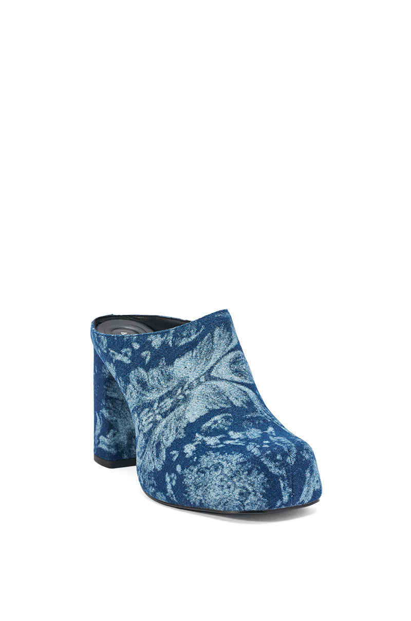 AZALEA WANG FLOREA DENIM PRINT MULE