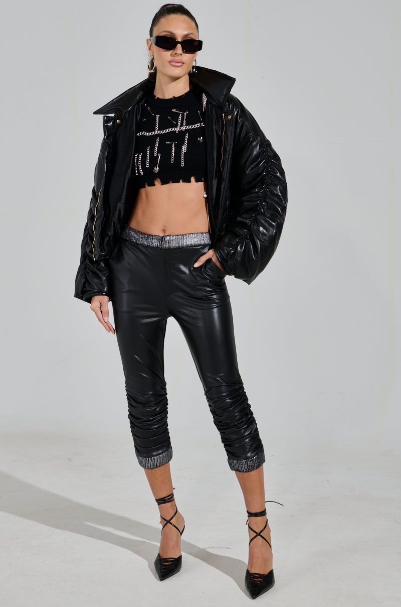 ALWAYS BEST DRESSED CAPRI IN BLACK PU