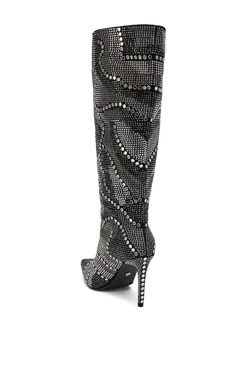 AZALEA WANG ISILDA BLACK MULTI SEQUIN STILETTO BOOT