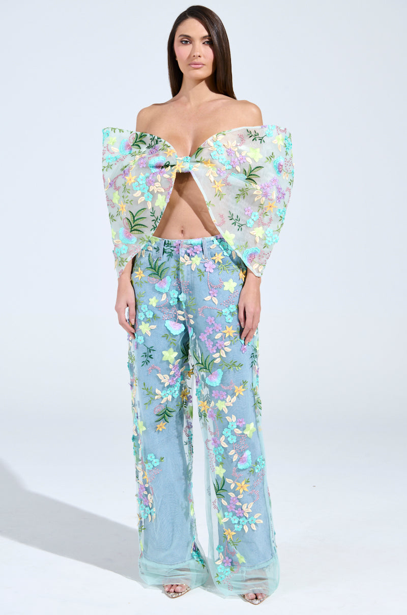 ALL THE RAVE FLORAL BOW TOP