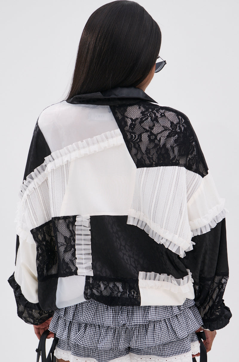 BLACK DAHLIA PATCHWORK BOMBER