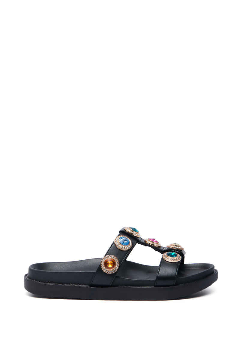 AZALEA WANG LUCIENA BLACK RHINESTONE SANDAL