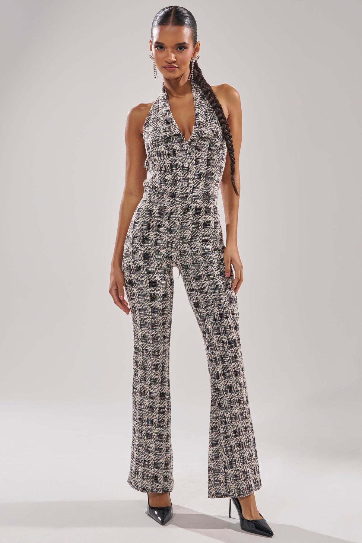 CHECKMATE SLEEVELESS JUMPSUIT