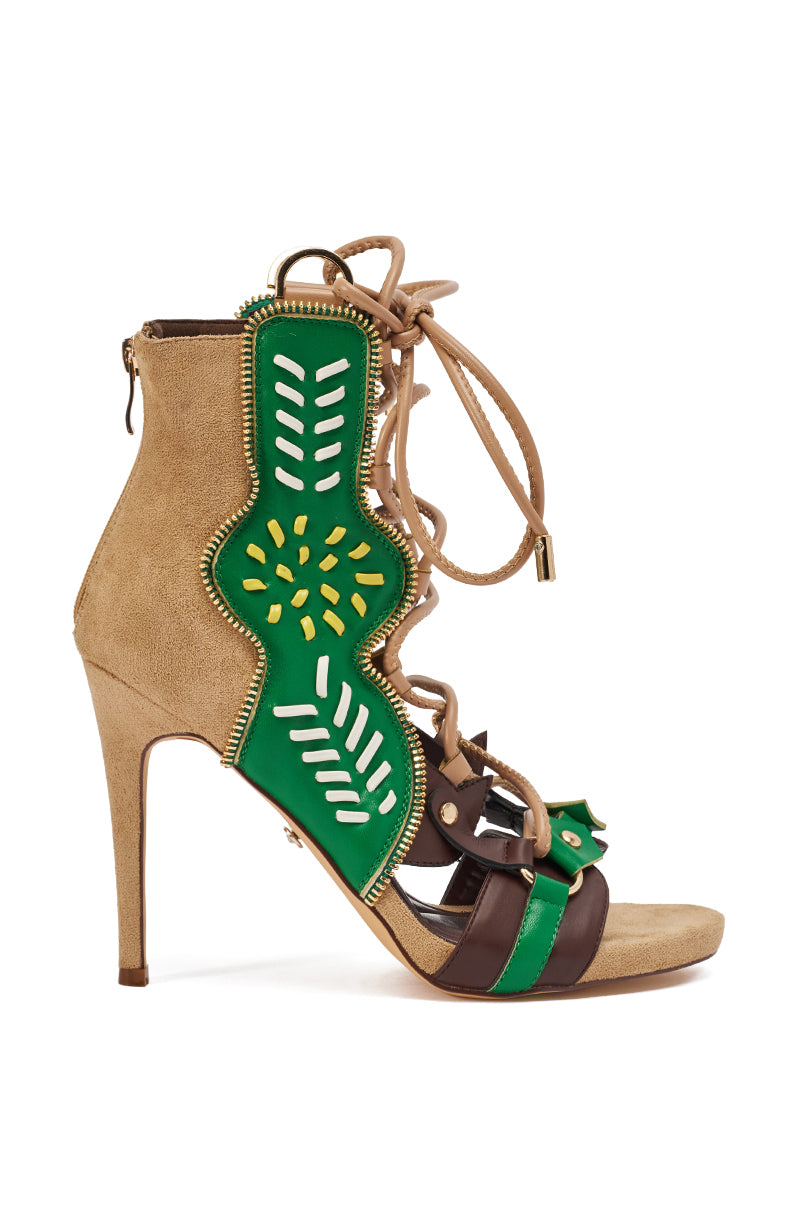 AZALEA WANG SHAINIA GREEN MULTI STILETTO SANDAL