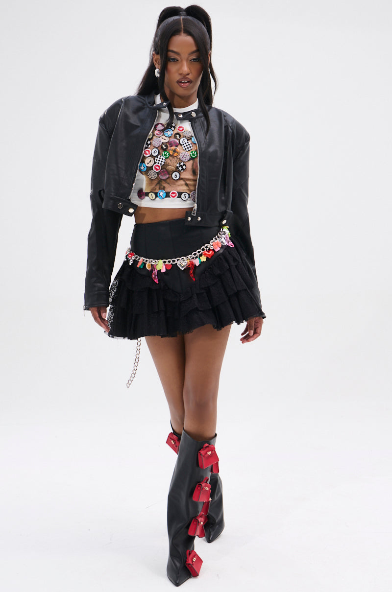 BELIEVE ME SKIRT WITH LACE TRIM