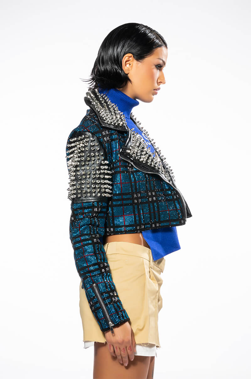 ALL MY LOVING PLAID RHINESTONE MOTO