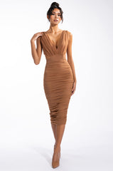 ALWAYS A SLAY THIS WAY LOW V NECK MIDI DRESS