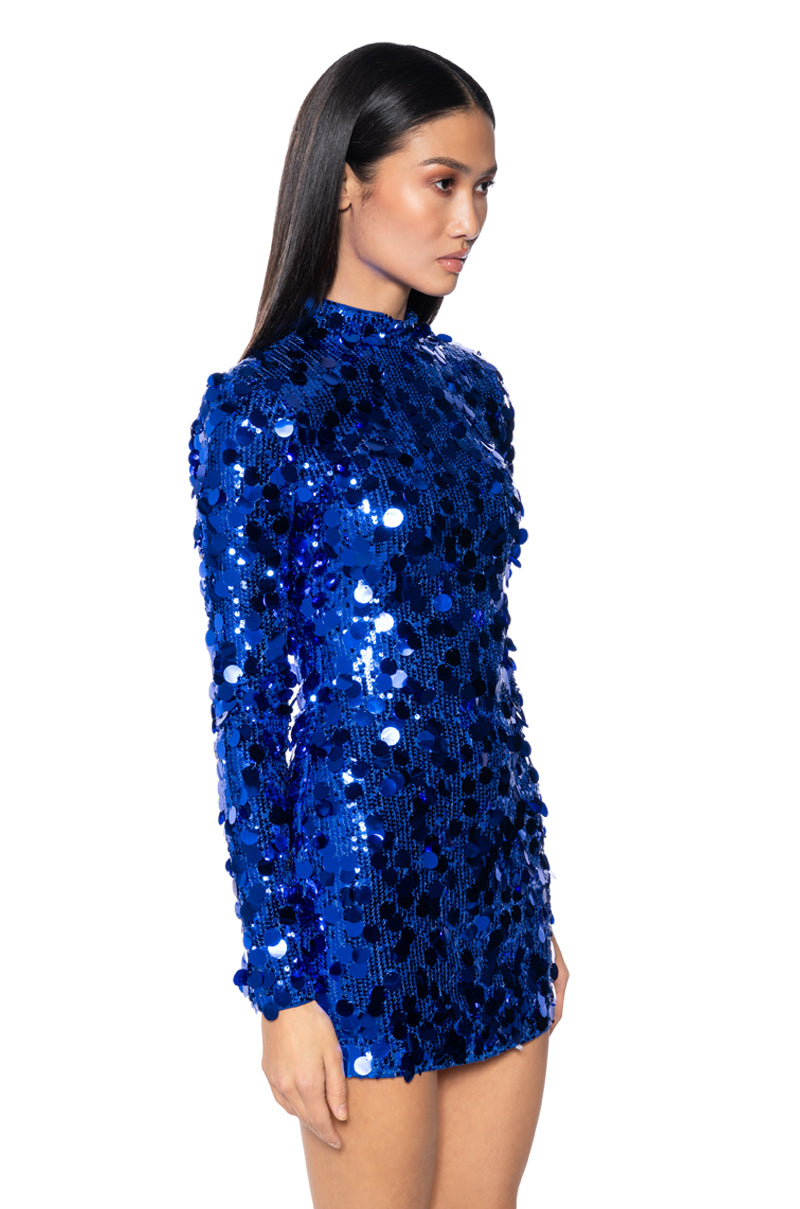 ALWAYS FULL GLAM SEQUIN MINI DRESS
