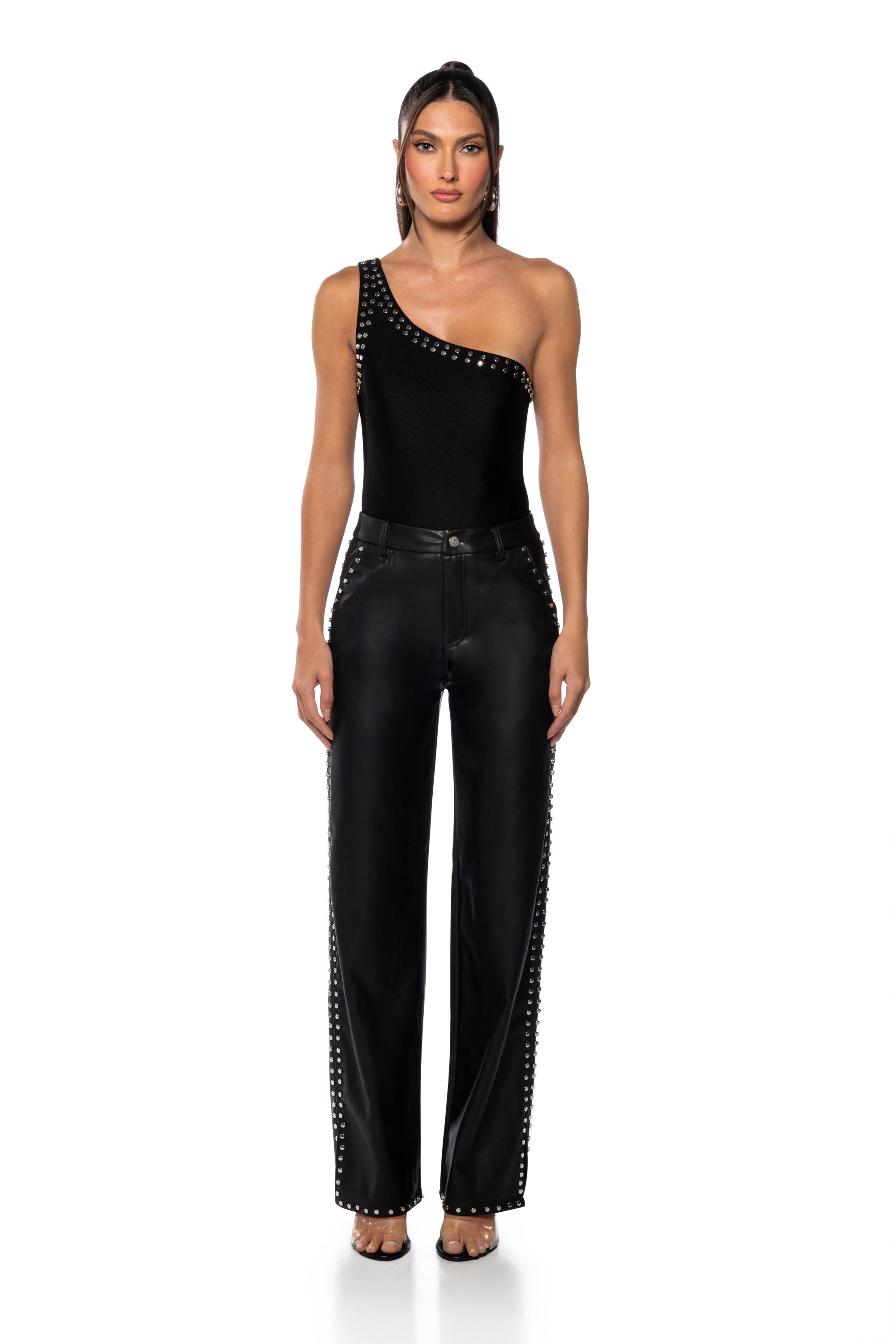ALWAYS ON TIME FAUX LEATHER WIDE LEG PANT