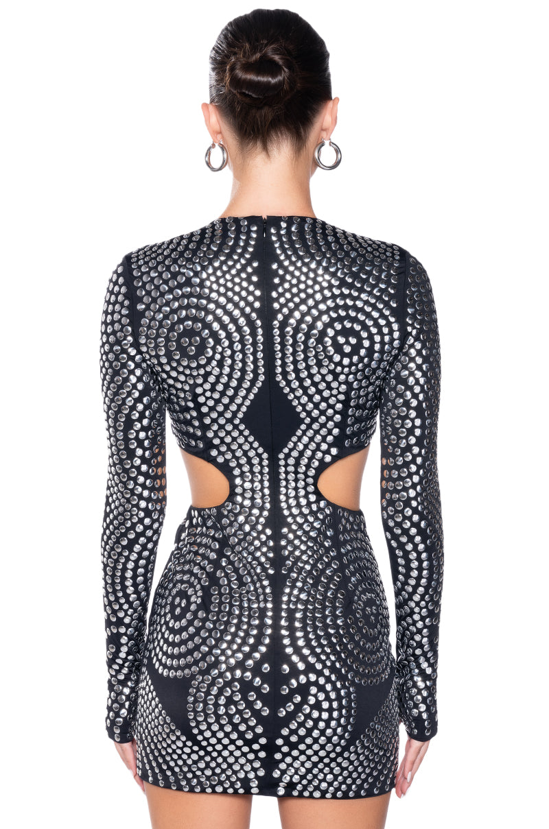 AUDRINA STUDDED CUTOUT MINI DRESS