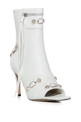 AZALEA WANG ANNALISE PEEP TOE BOOTIE IN WHITE