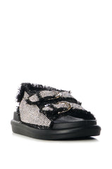 AZALEA WANG BASIA BLACK SILVER RHINESTONE SANDAL