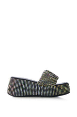 AZALEA WANG BUCATINI RHINESTONE SCRUNCHIE BLACK SANDAL