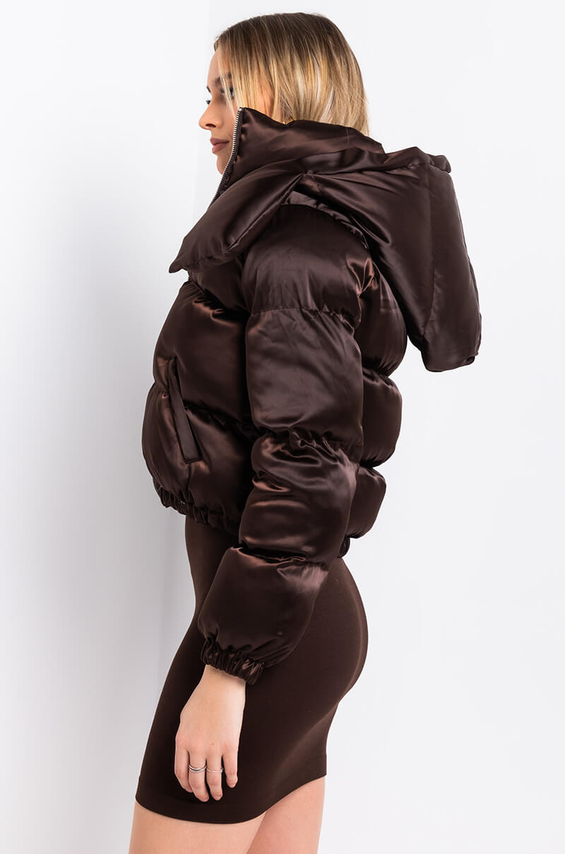 AZALEA WANG CHOCOLATE SATIN PUFFER