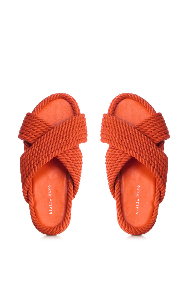 AZALEA WANG LEONIDAS ORANGE ROPE SANDAL