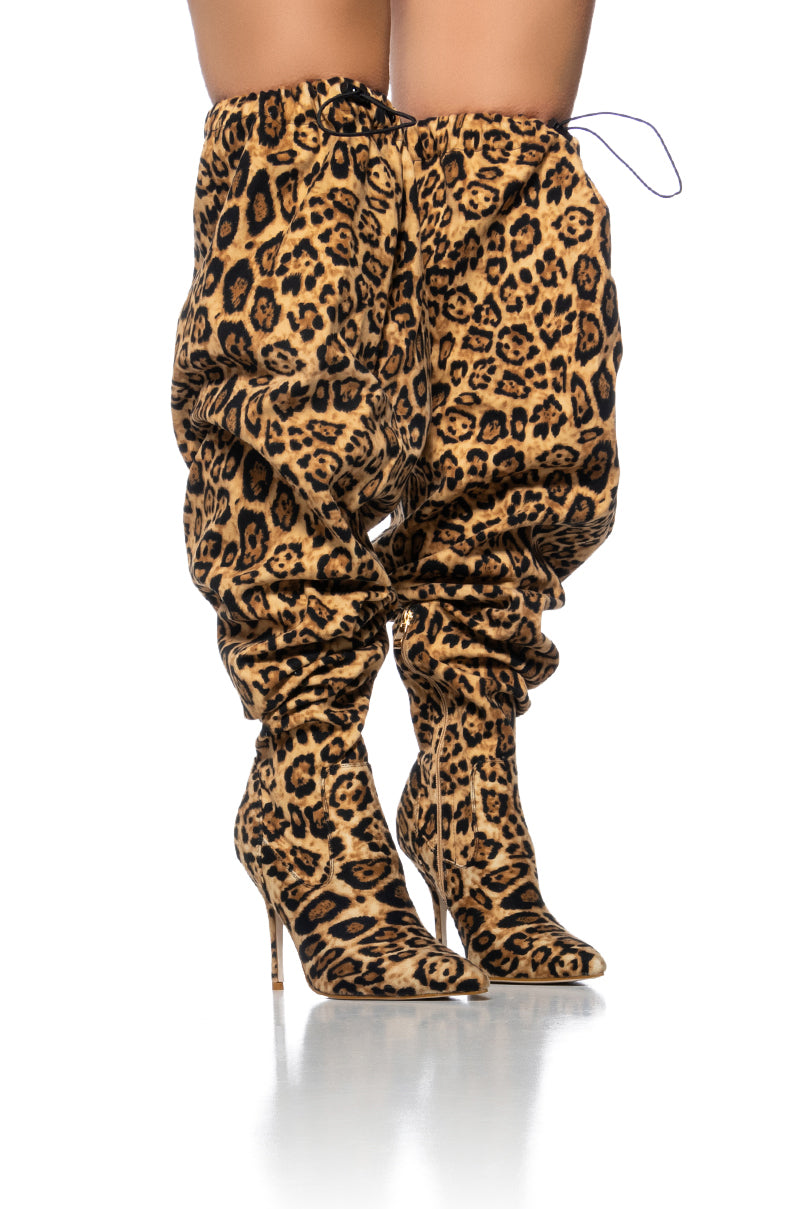 AZALEA WANG MANTIS BAGGY THIGH HIGH BOOT IN LEOPARD