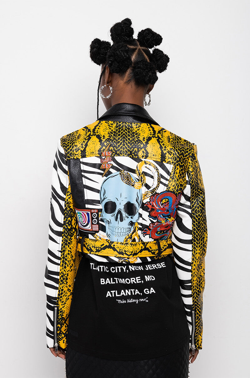 AZALEA WANG MISUNDERSTOOD CROP MOTO JACKET