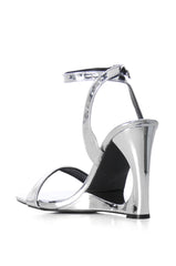 AZALEA WANG SHARLA SILVER CUT OUT WEDGE HEEL SANDAL