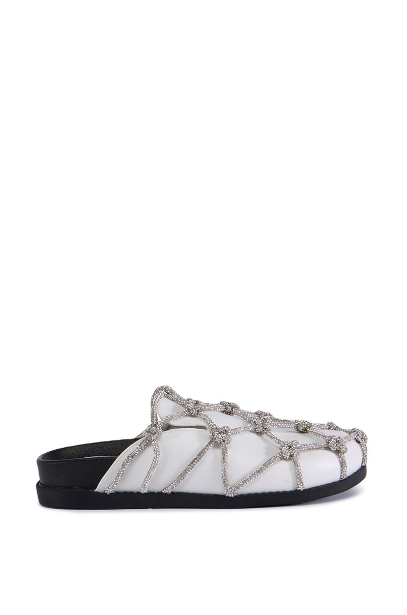 AZALEA WANG SHYLAH WHITE DIAMOND ROPE NETTED FLAT