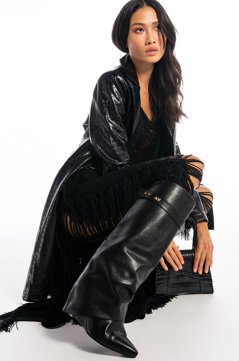 AZALEA WANG STUCK ON YOU WEDGE BOOT IN BLACK
