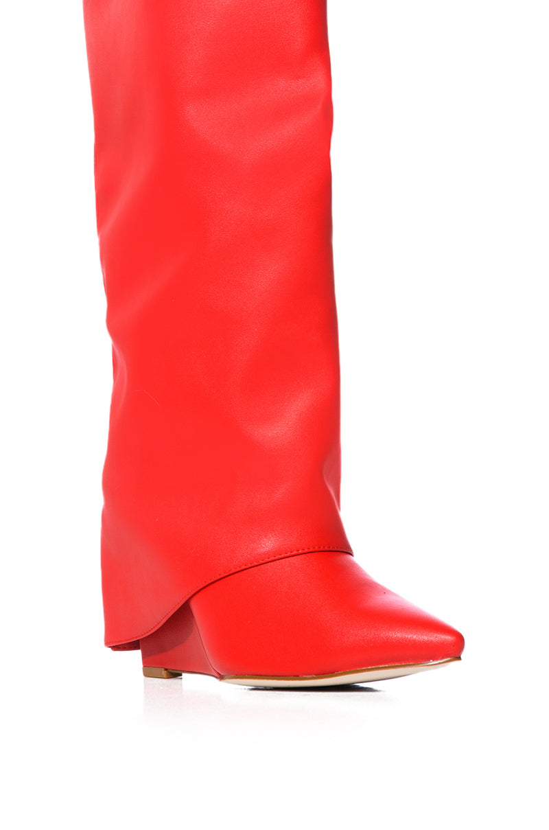 AZALEA WANG STUCK ON YOU WEDGE BOOT IN RED