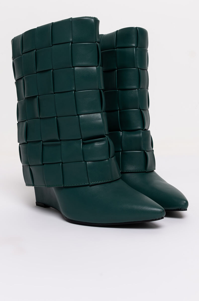 AZALEA WANG STUCK ON YOU WEDGE BOOTIE IN GREEN
