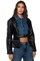 BEST OF BOTH WORLDS DENIM MOTO JACKET