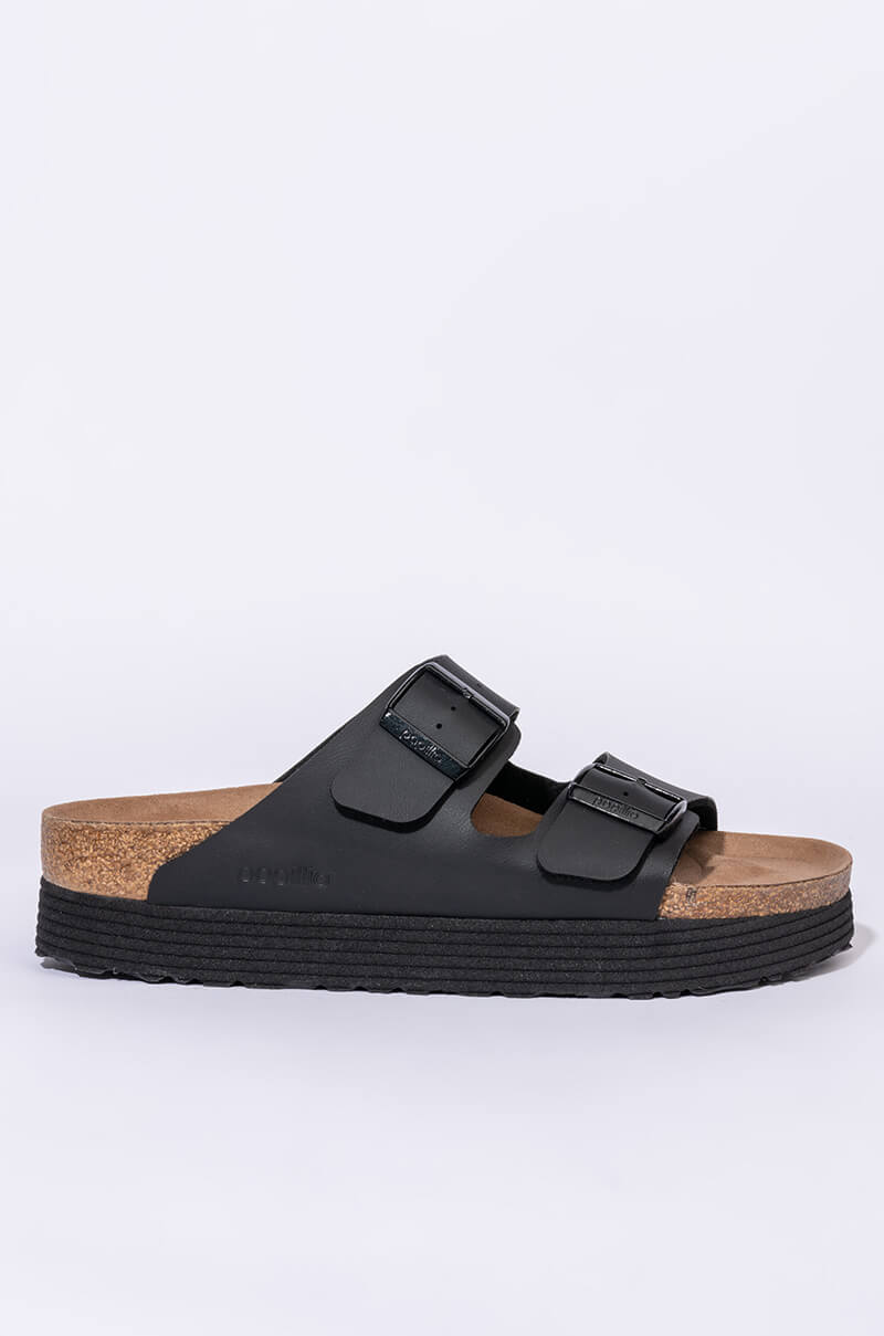 BIRKENSTOCK ARIZONA PLATFORM VEGAN BIRKO-FLOR BLACK SANDAL