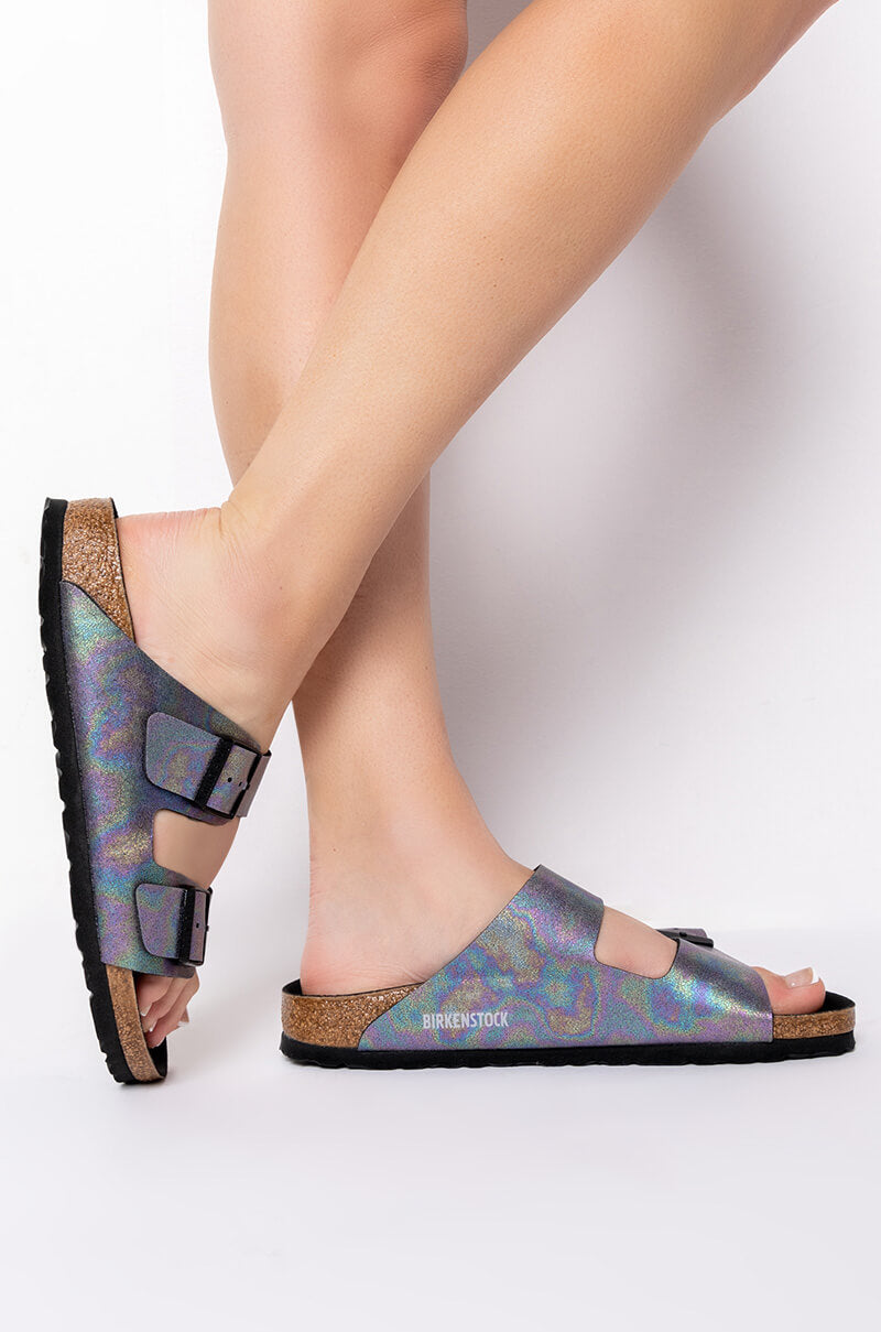 BIRKENSTOCK ARIZONA VEGAN IRIDESCENT MICROFIBER SANDAL