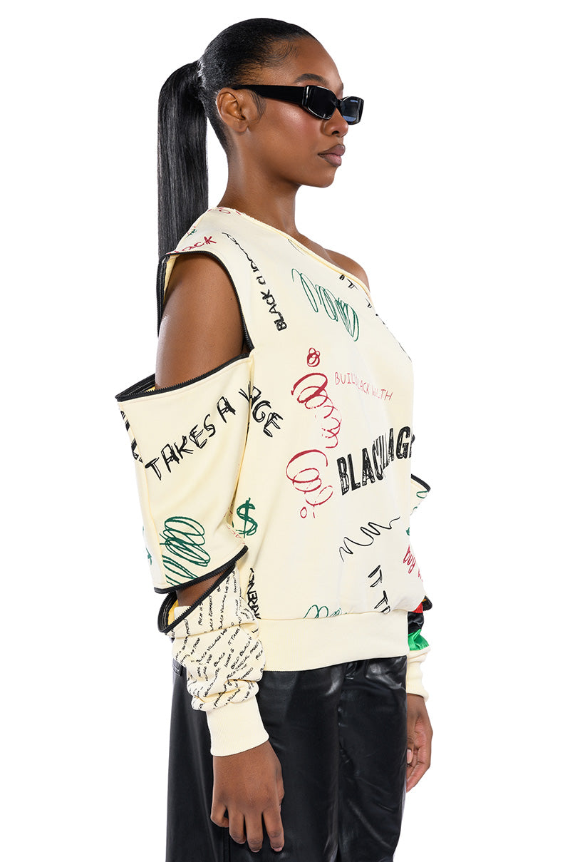 BLACK VILLAGE FOUNDATION ZIPPER DETAIL SWEATSHIRT