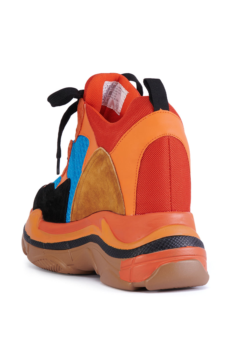 BLUEBERRY LOW COLLAR WEDGE HEEL SNEAKER IN ORANGE