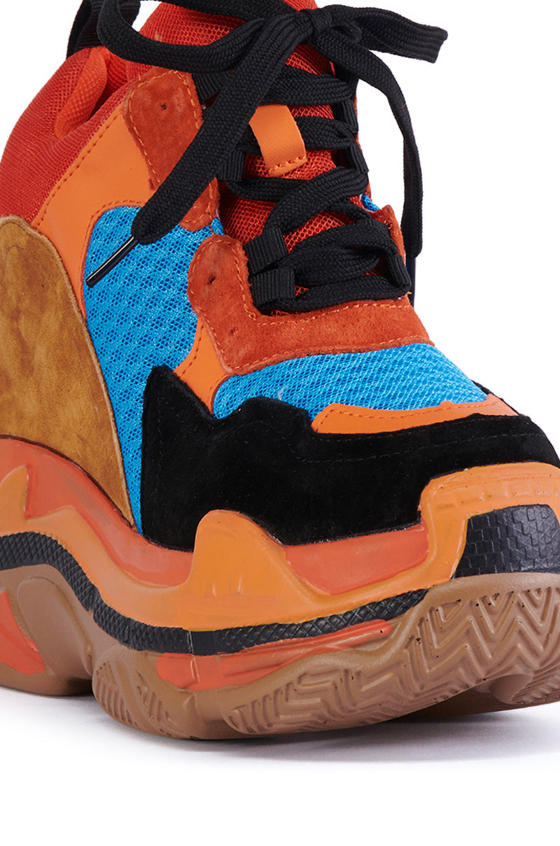 BLUEBERRY LOW COLLAR WEDGE HEEL SNEAKER IN ORANGE