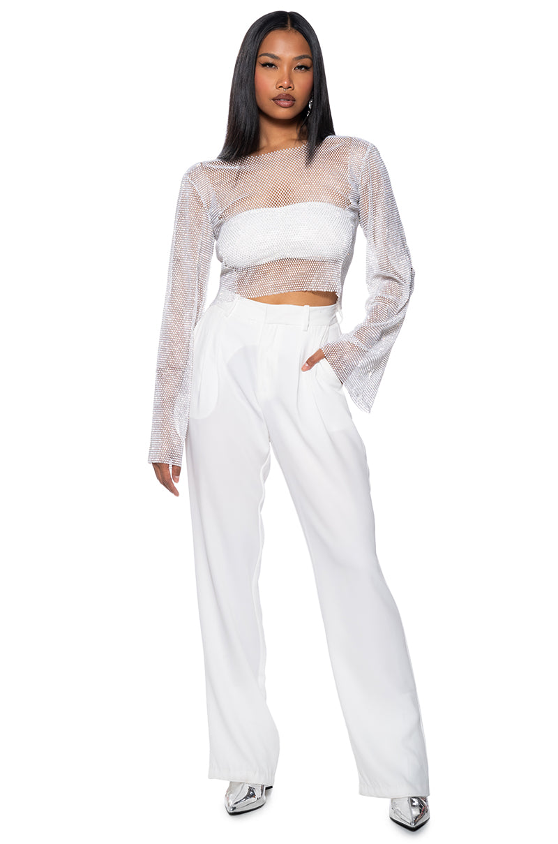 BLURRED LOVE LONG SLEEVE RHINESTONE TOP