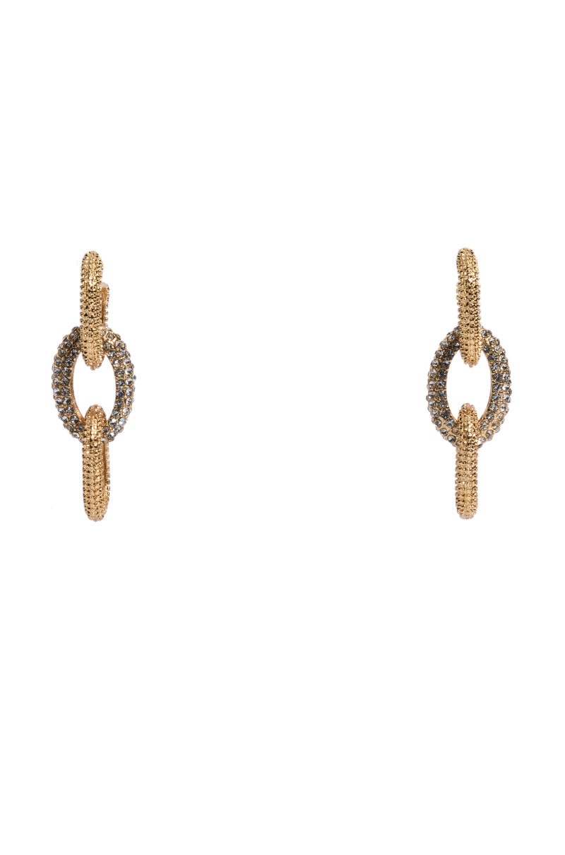 BREAKING FREE RHINESTONE CHAIN EARRINGS IN GOLD