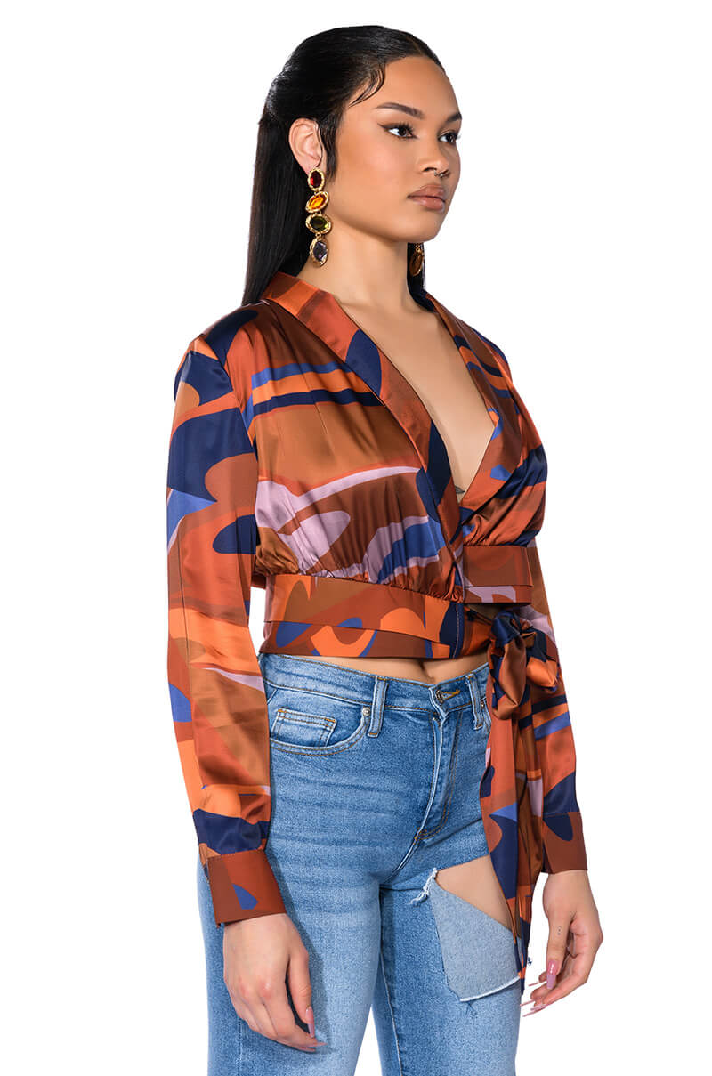 CASABLANCA SATIN PRINTED BLOUSE
