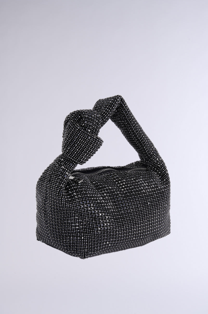 COME CLOSER RHINESTONE PURSE IN BLACK