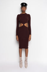 COZY BUT CUTE PLUSH SWEATER MIDI DRESS DARK BROWN