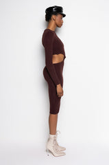 COZY BUT CUTE PLUSH SWEATER MIDI DRESS DARK BROWN