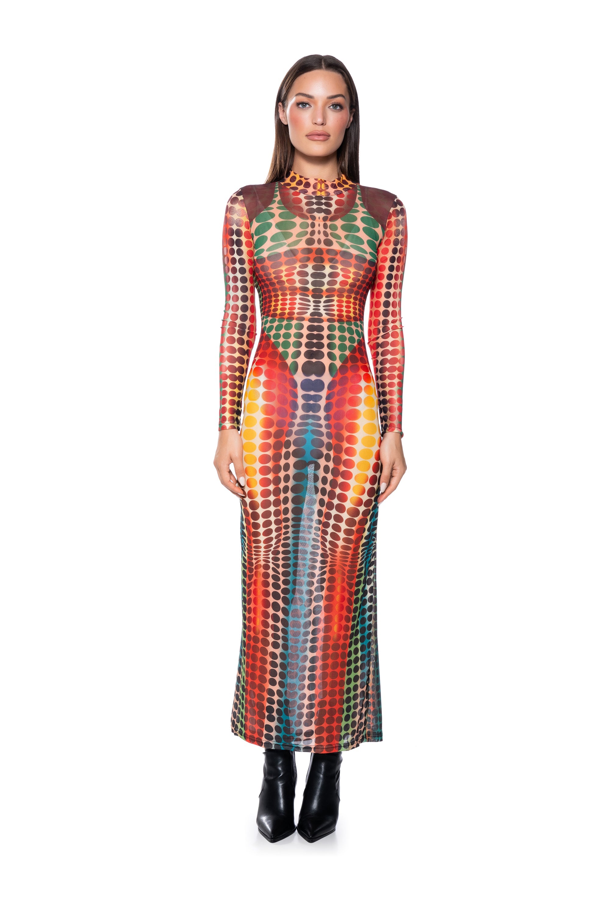 DOTTY MESH MAXI DRESS