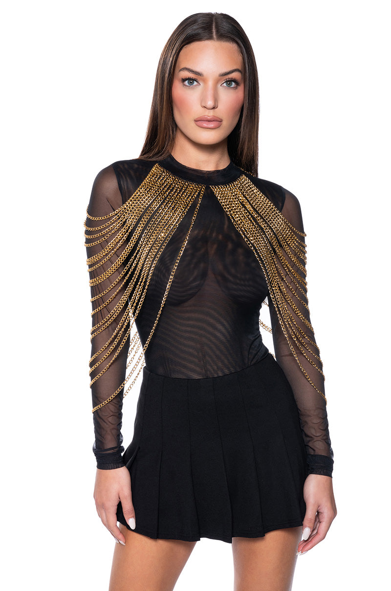 CAN'T BE TAMED CHAIN DETAIL SLEEVELESS BODYSUIT