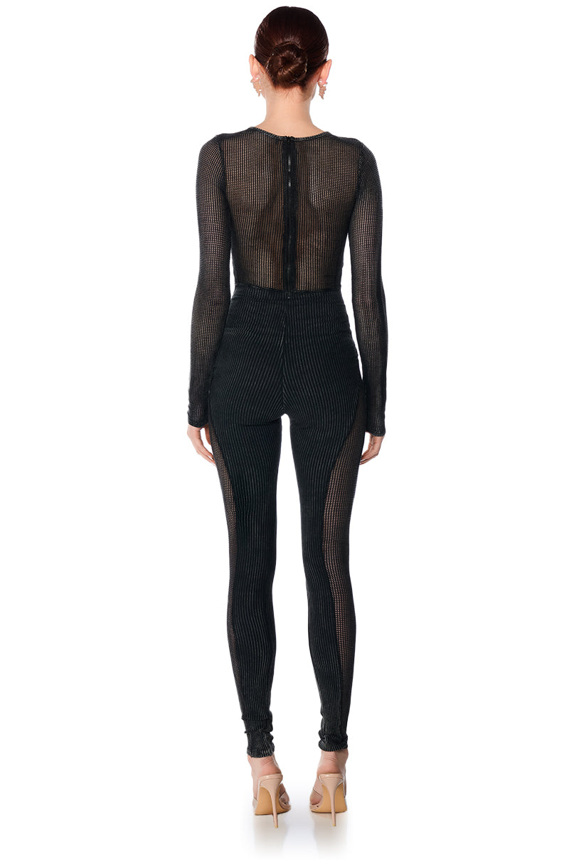 ARCHETYPE MESH KNIT CUTOUT JUMPSUIT